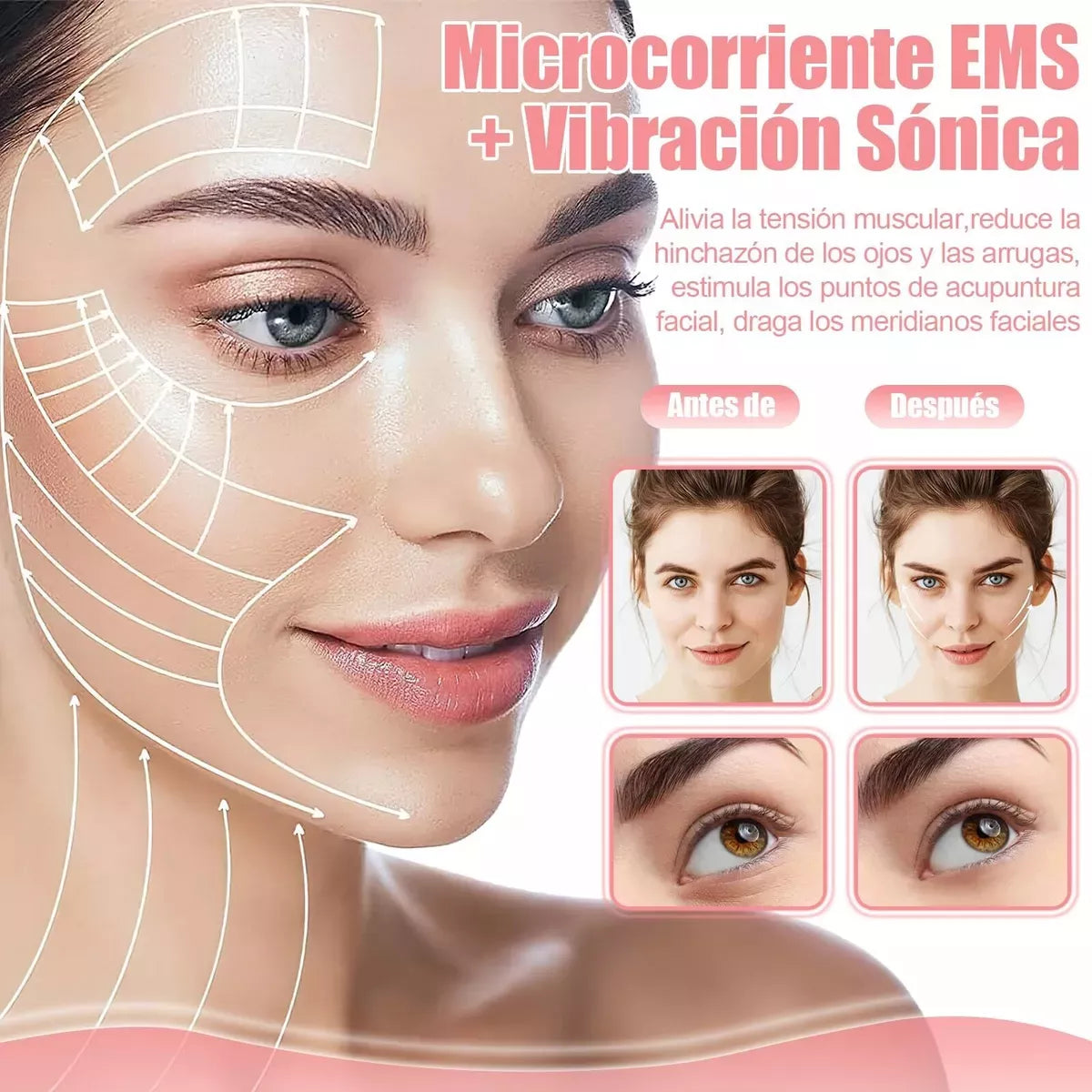 LiftGlow™️ Masajeador Facial Con Microcorriente + Gratis Gel Conductor Aloe Vera