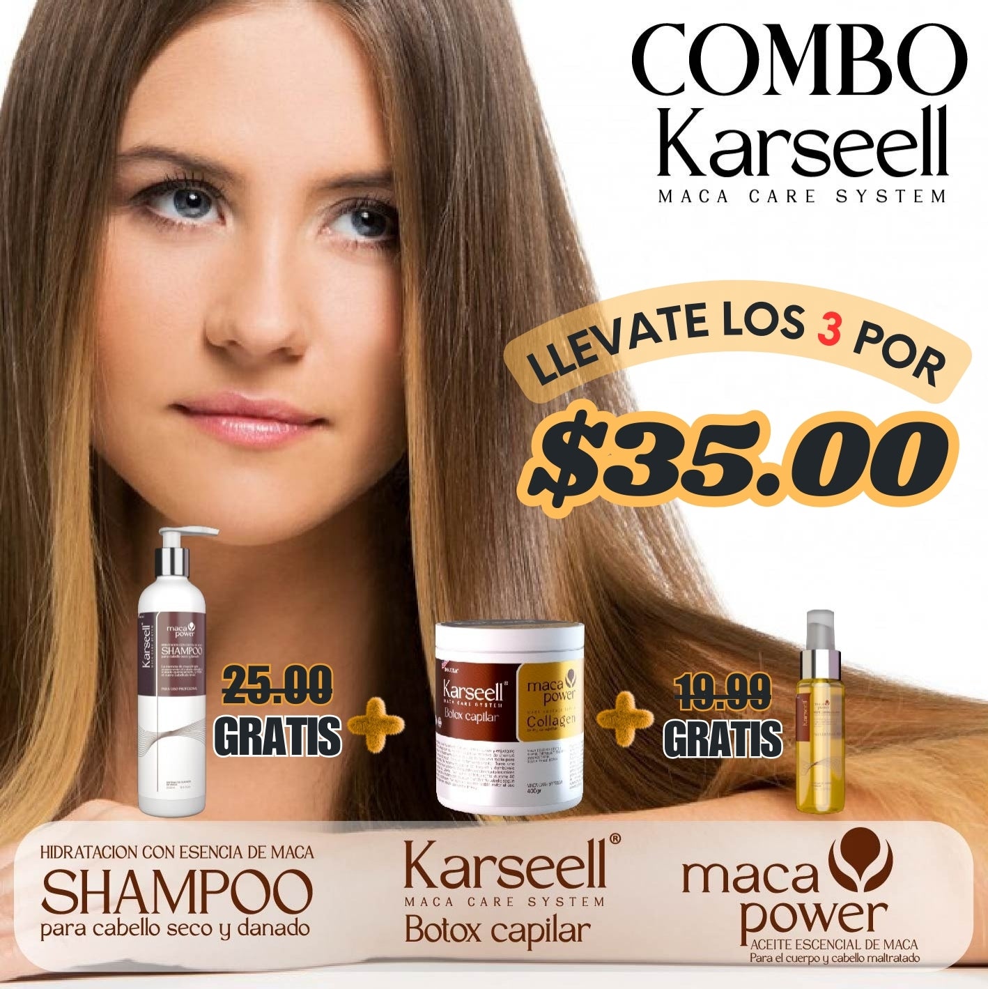 GlowLuxe™ - Kit Karseell Tratamiento Capilar con Colágeno